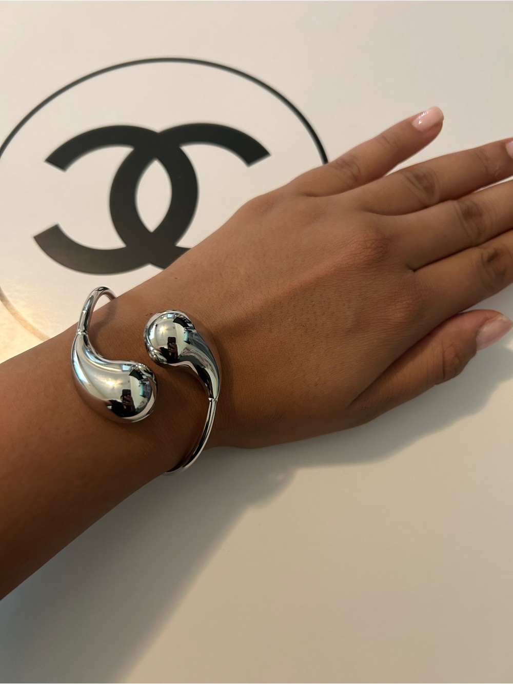 Sweat proof, water proof non tarnish Silver-tone Sculptural Cuff Bracelet